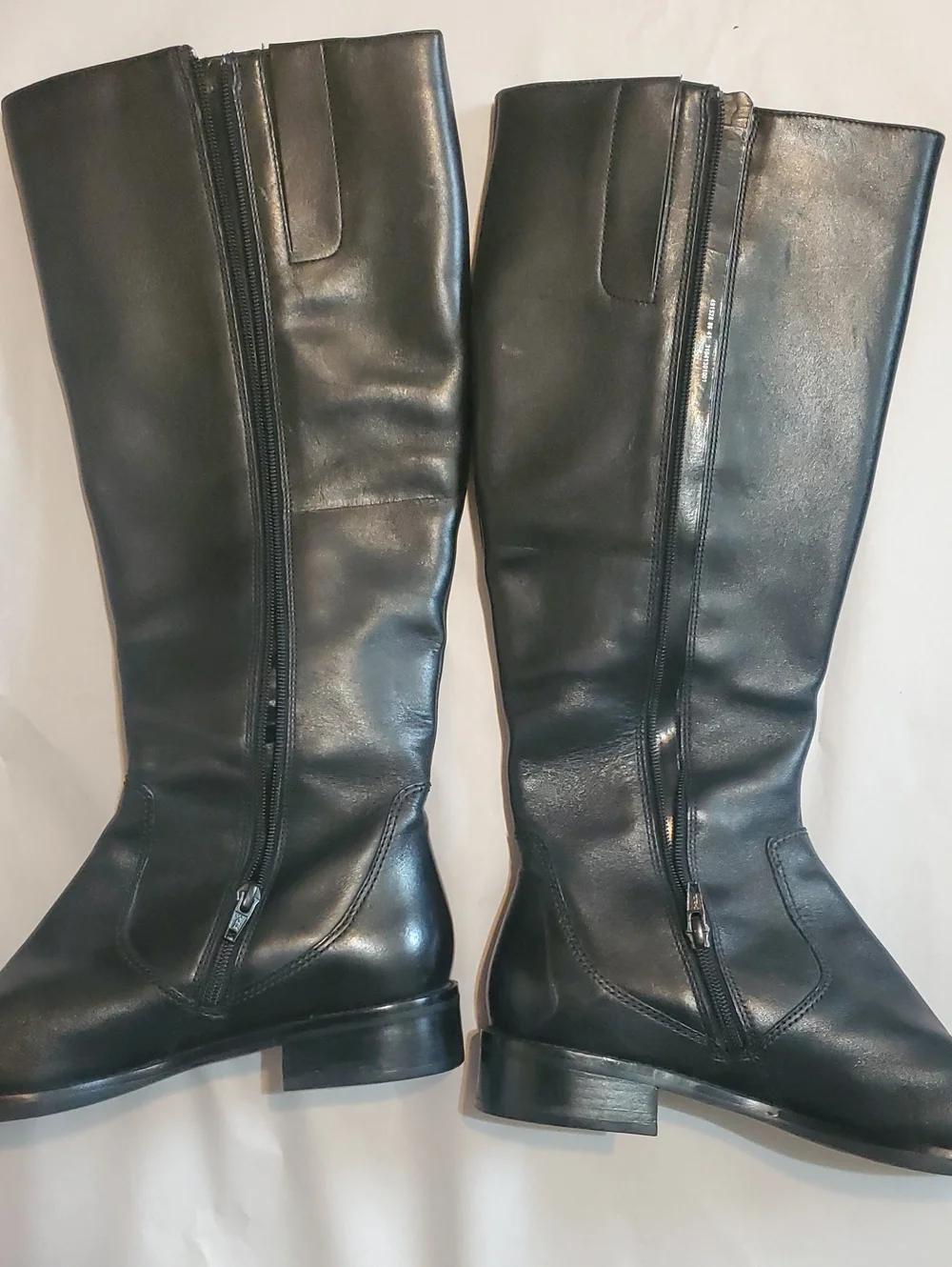 Women's Ecco Hobart Tall Black Leather Knee-High Buckle Riding Boots Size 10